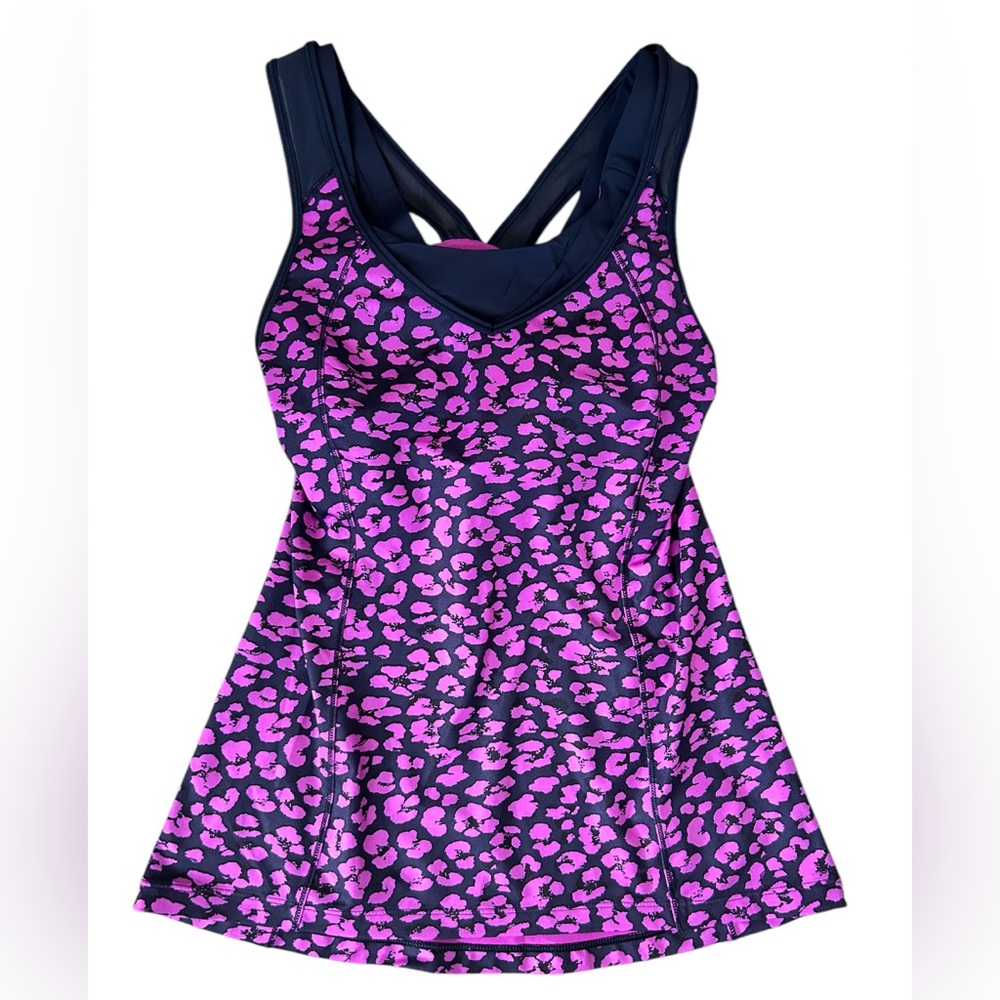 Lululemon Super Sport Tank Mini Cherry Cheetah Ultra Violet Naval Blue Size 6